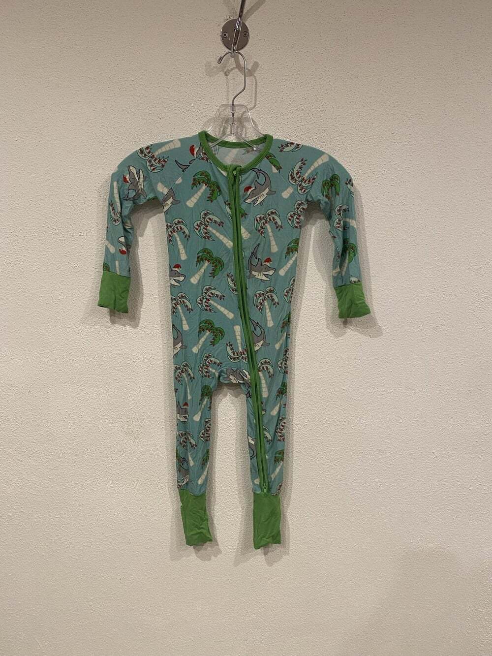 Florida Kid Co One Piece Pajamas Boys 18-24 Months Christmas Shark Zip Bamboo